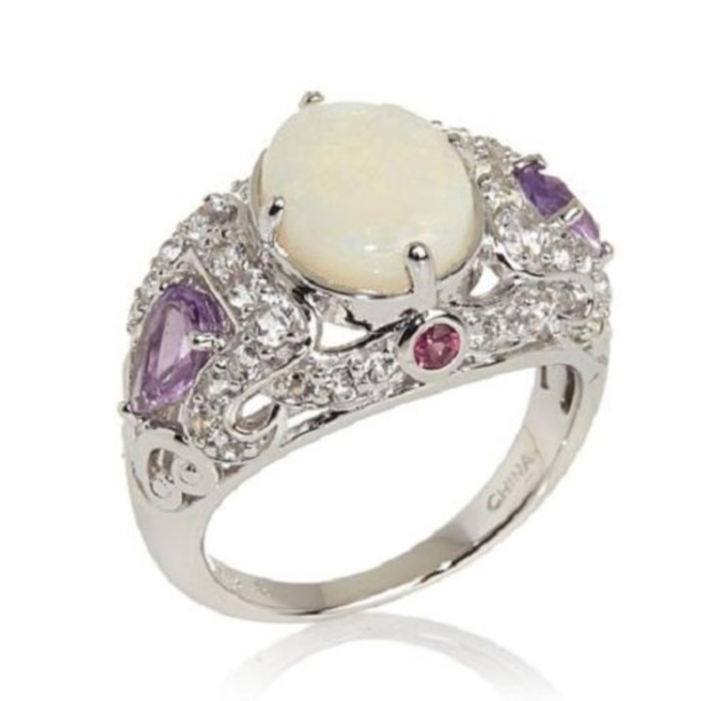 Authentic Victoria Wieck Opal Pink Amethyst Ring Sterling Silver Size 7 225$